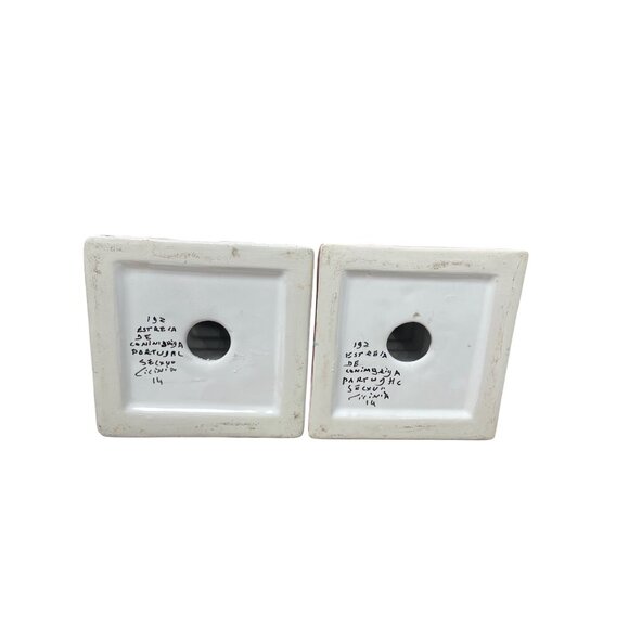 Portugal Pair folk art nature 13" tall column square candle holders SKU 9600 - Picture 10 of 12